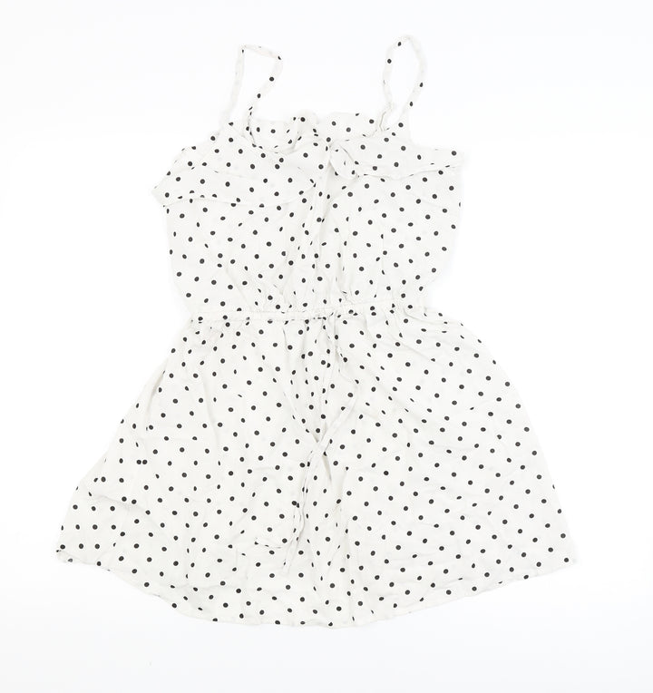 H&M Womens White Polka Dot Fit & Flare Size 8