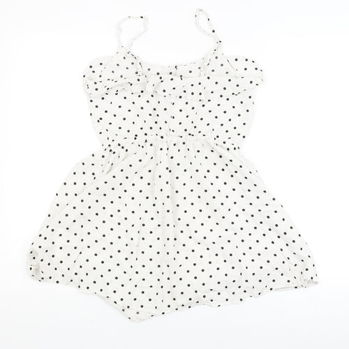 H&M Womens White Polka Dot  Fit & Flare  Size 8