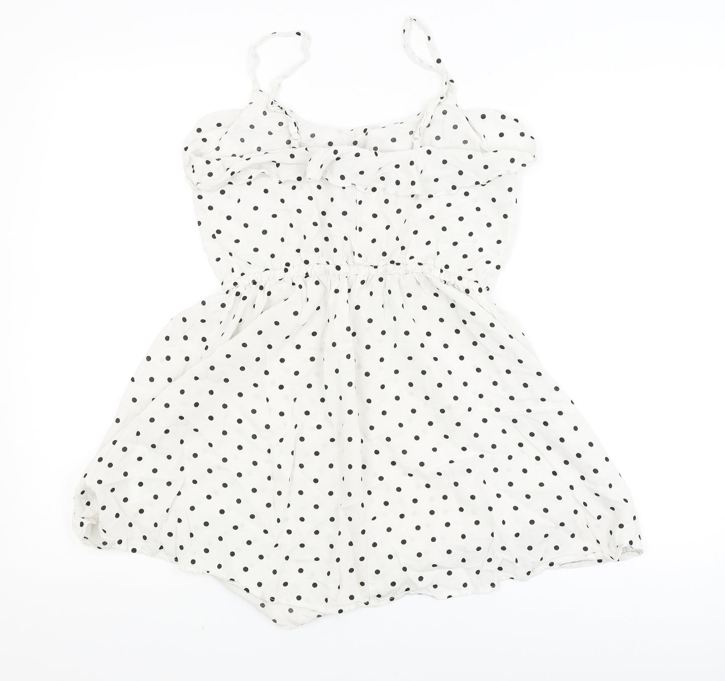 H&M Womens White Polka Dot  Fit & Flare  Size 8