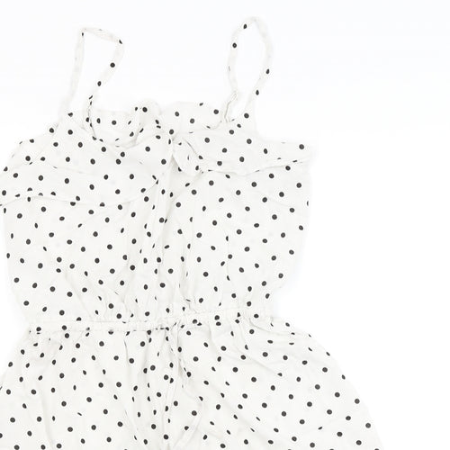 H&M Womens White Polka Dot  Fit & Flare  Size 8