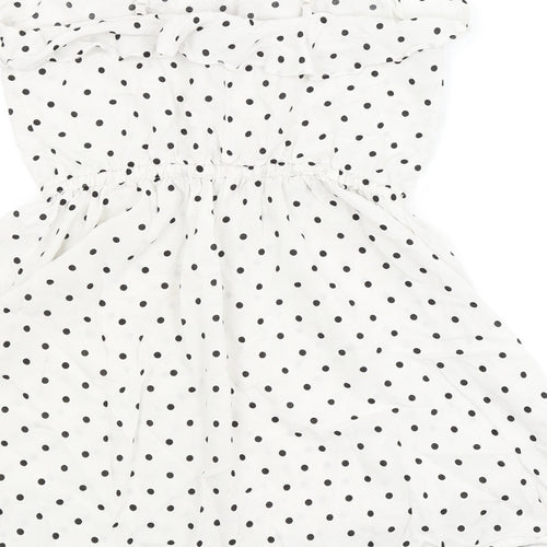H&M Womens White Polka Dot  Fit & Flare  Size 8