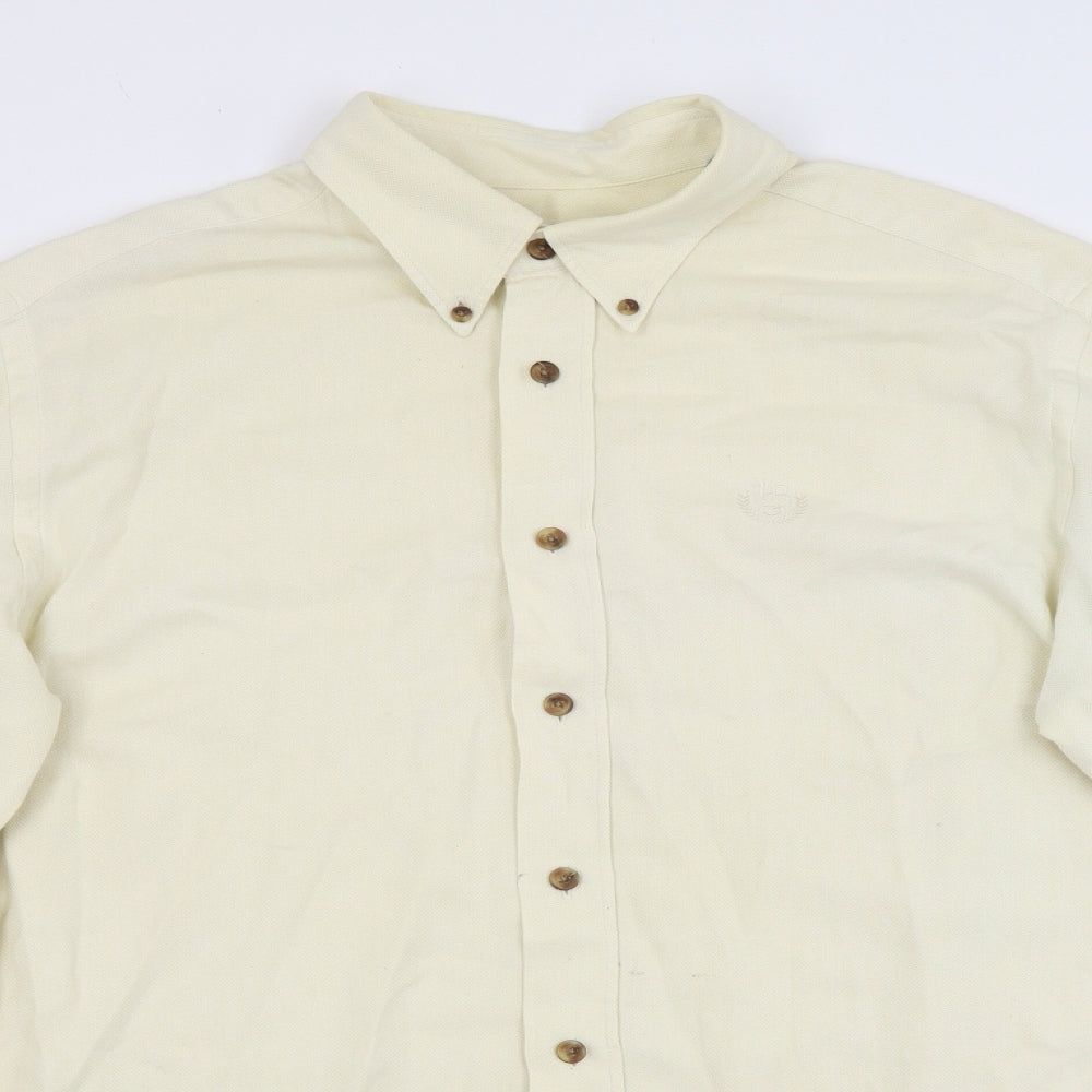 HUGO BOSS Mens Ivory    Button-Up Size XL
