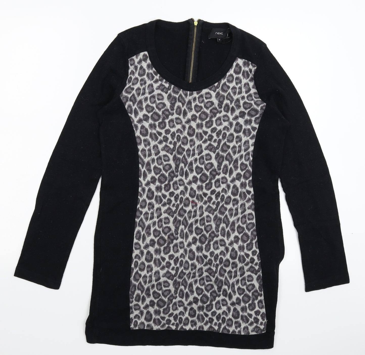 NEXT Womens Black Animal Print Knit Pullover Jumper Size 12