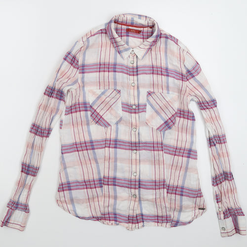 edc by Esprit Womens White Check  Basic Button-Up Size S
