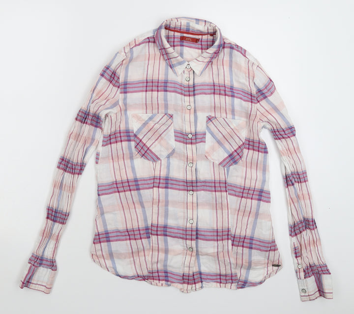 edc by Esprit Womens White Check  Basic Button-Up Size S