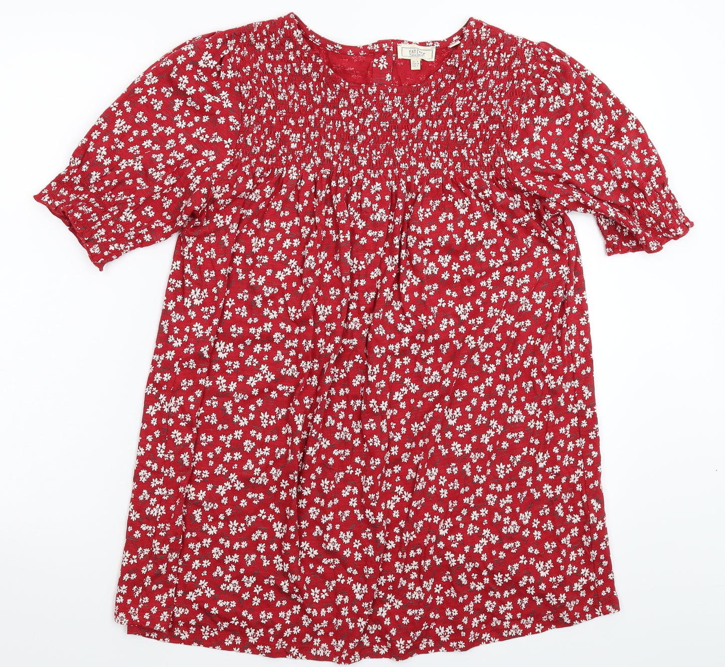 Fat Face Womens Red Floral  Basic Button-Up Size 8