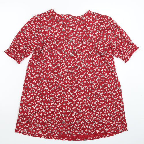 Fat Face Womens Red Floral  Basic Button-Up Size 8