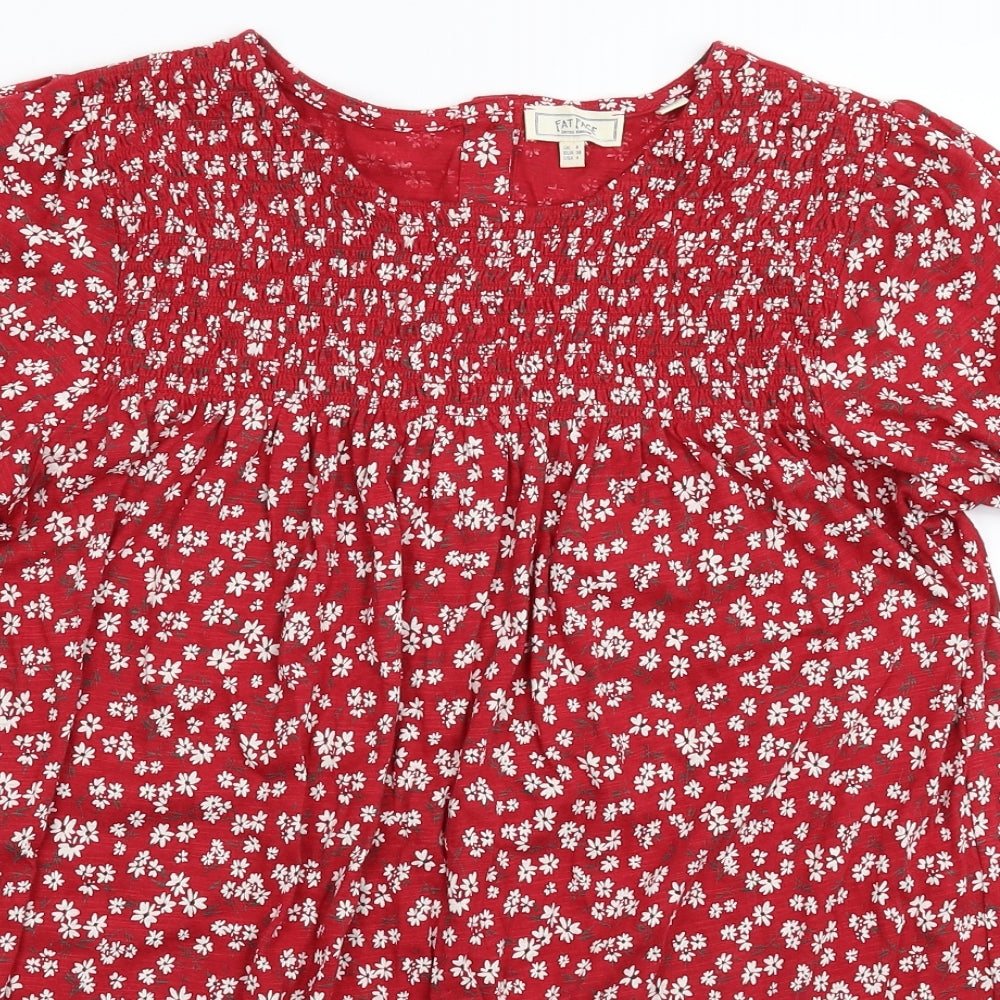 Fat Face Womens Red Floral  Basic Button-Up Size 8