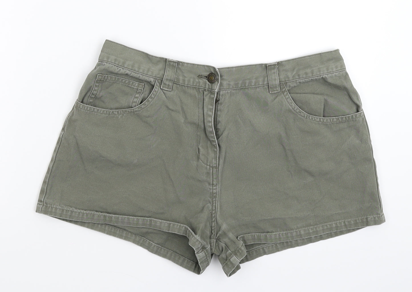 Topshop Womens Grey  Denim Hot Pants Shorts Size 14