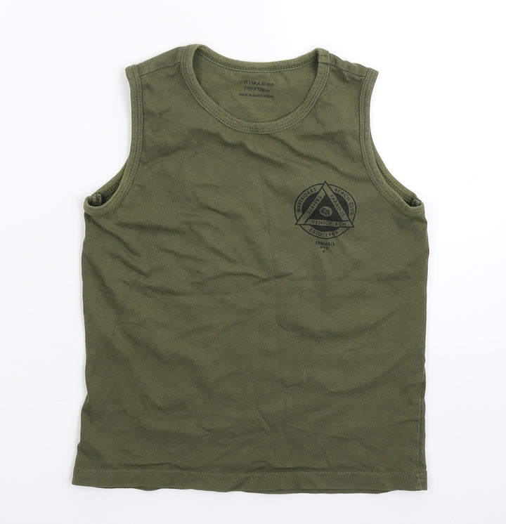 Primark Boys Green Basic Tank Size 7-8 Years
