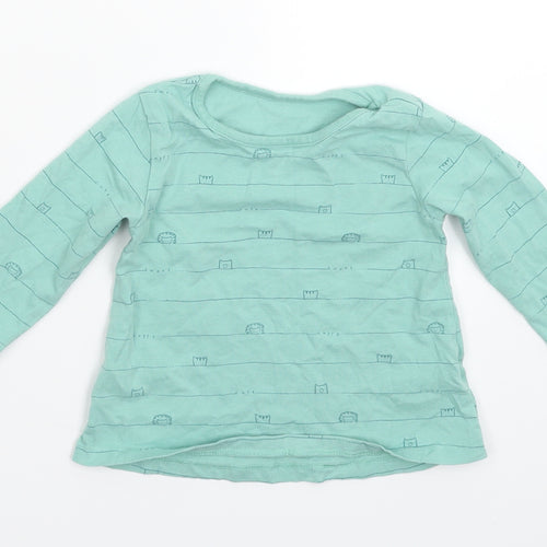 George Baby Green Striped  Basic T-Shirt Size 6-9 Months