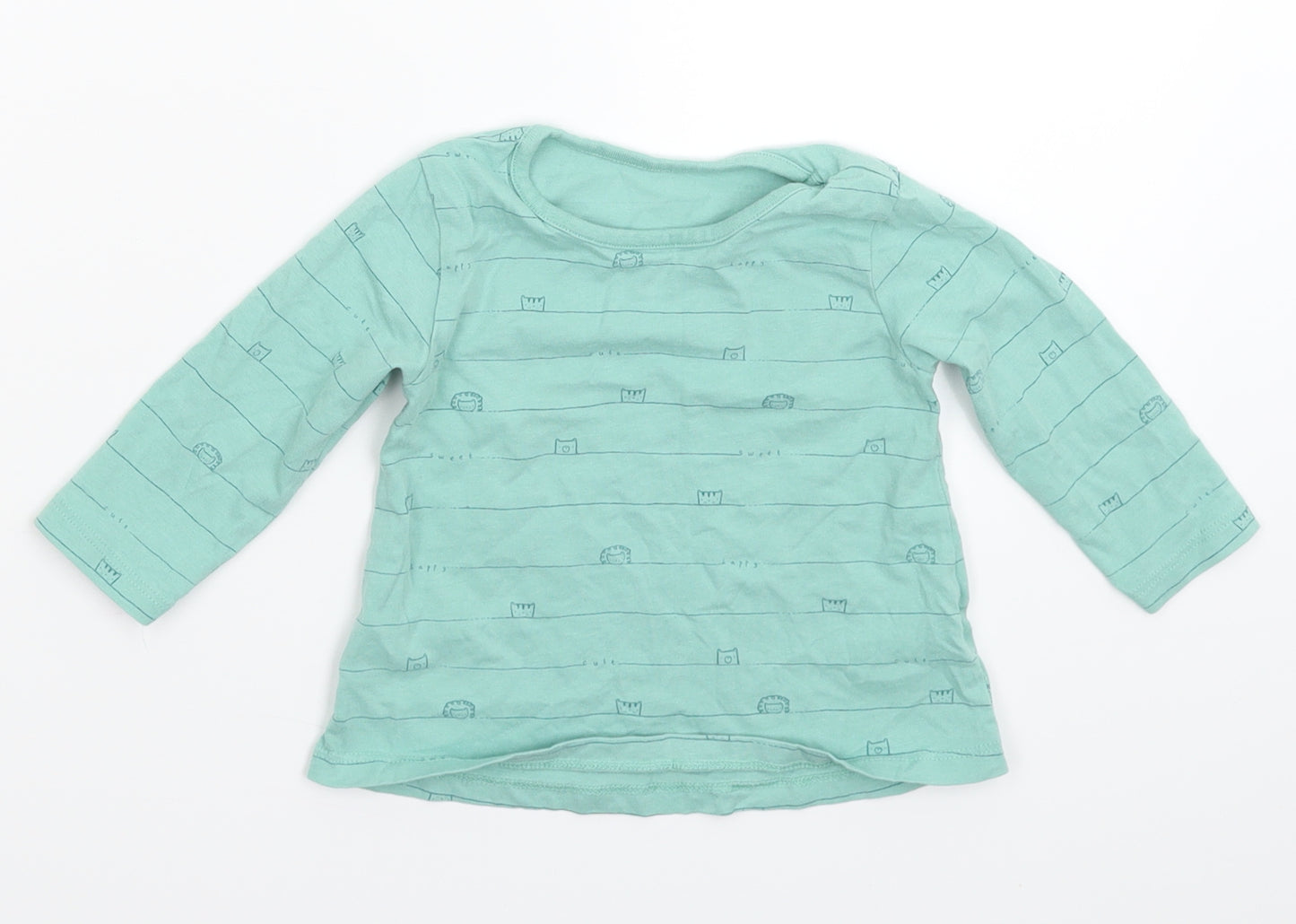George Baby Green Striped  Basic T-Shirt Size 6-9 Months