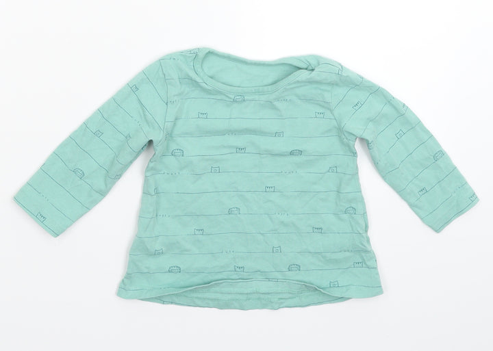 George Baby Green Striped  Basic T-Shirt Size 6-9 Months