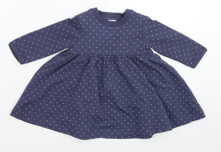 Marks and Spencer Girls Blue Spotted  Fit & Flare  Size 0-3 Months
