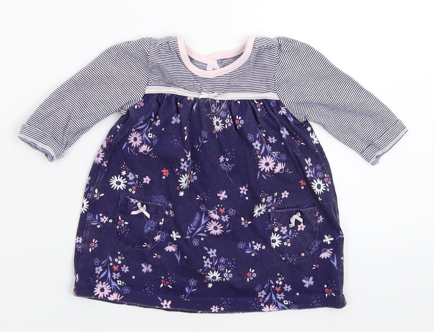George Girls Blue Floral  T-Shirt Dress  Size 0-3 Months