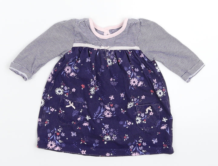 George Girls Blue Floral  T-Shirt Dress  Size 0-3 Months