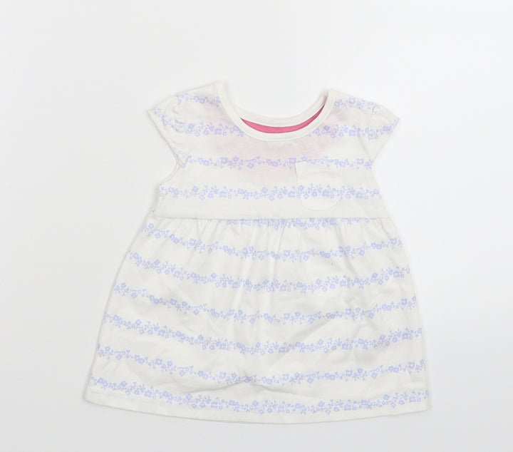 George Girls White Floral Fit & Flare Size 0-3 Months