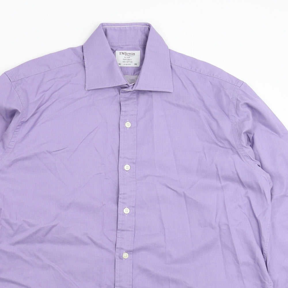 T.M.Lewin Mens Purple    Dress Shirt Size 16