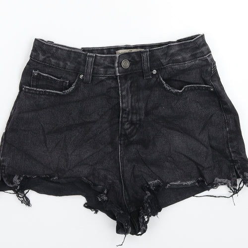 Denim & Co. Womens Black  Denim Hot Pants Shorts Size 8