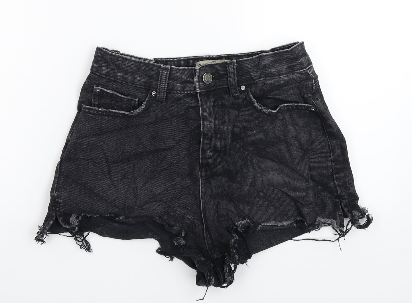 Denim & Co. Womens Black  Denim Hot Pants Shorts Size 8