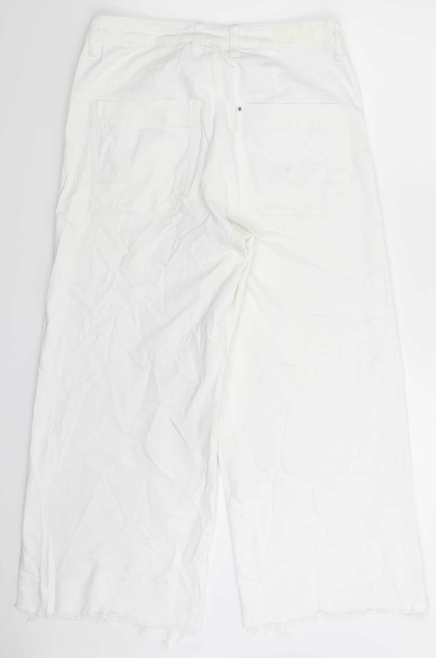 Preworn Womens White  Denim Wide-Leg Jeans Size 30 in L25 in