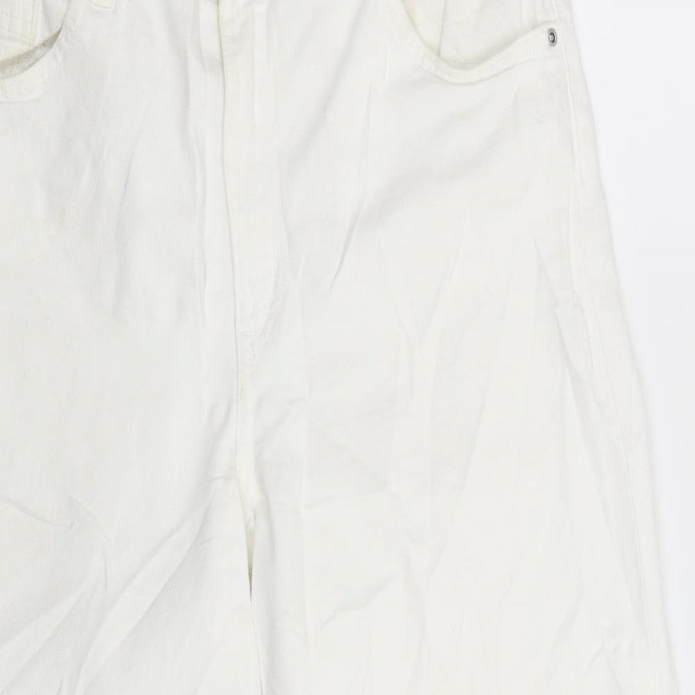 Preworn Womens White  Denim Wide-Leg Jeans Size 30 in L25 in