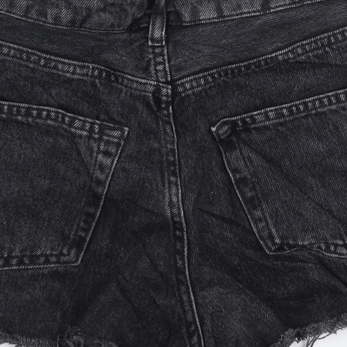Topshop Womens Black Striped Denim Hot Pants Shorts Size 8