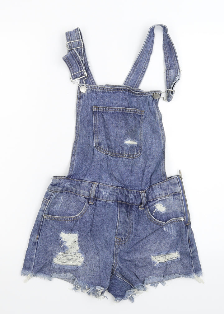 Denim & Co. Womens Blue Denim Dungaree One-Piece Size 4
