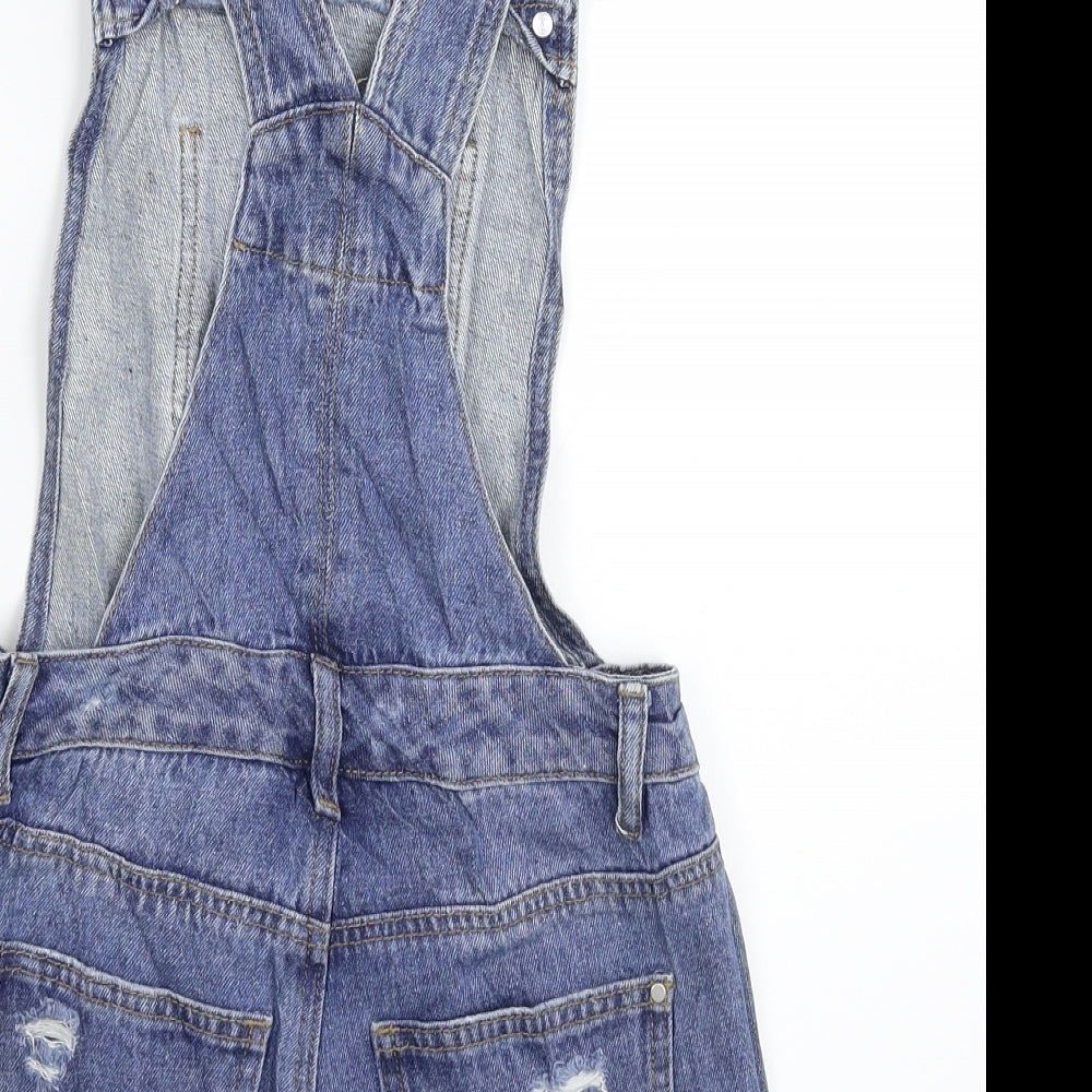 Denim & Co. Womens Blue  Denim Dungaree One-Piece Size 4