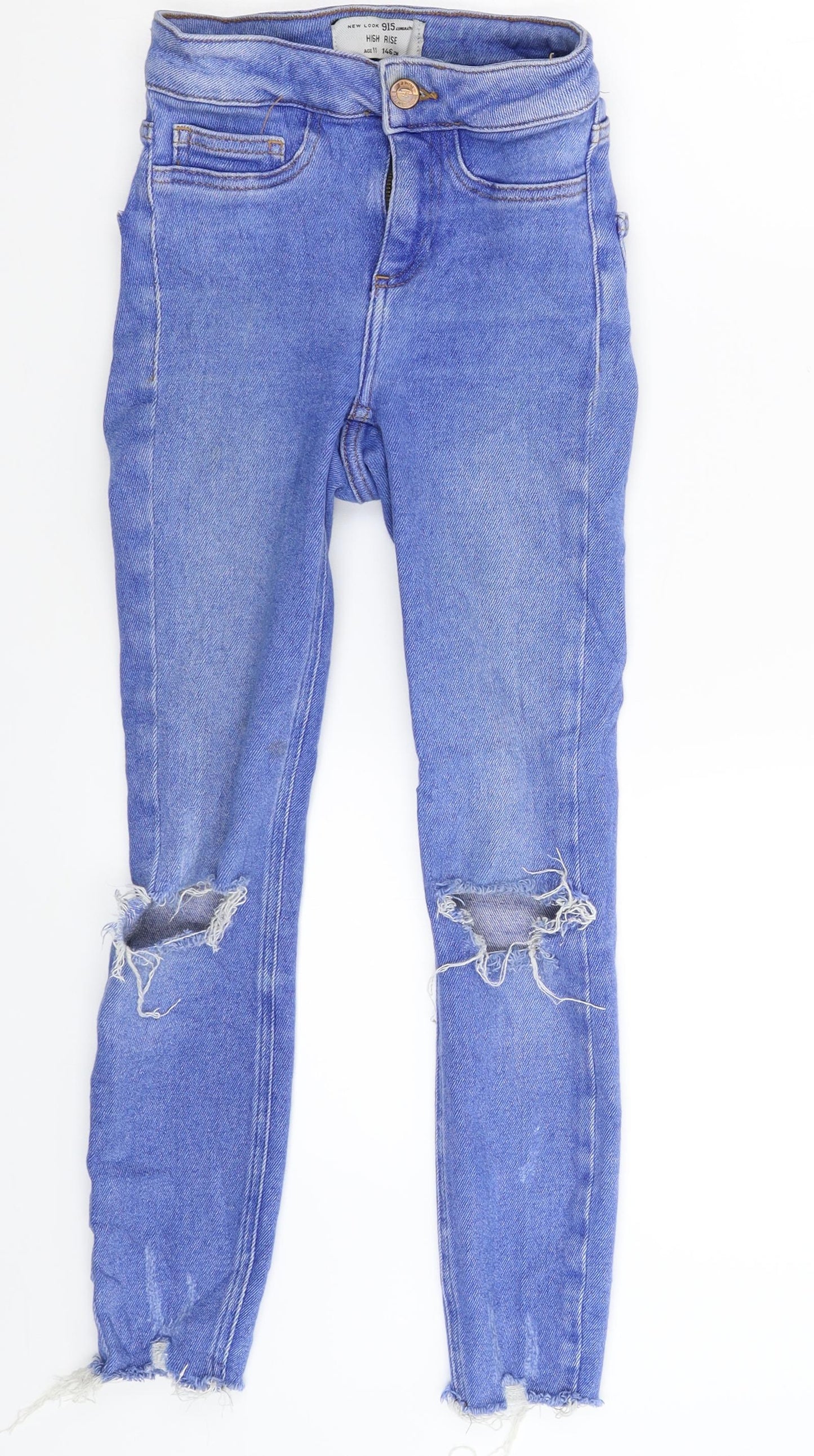 New Look Girls Blue  Denim Skinny Jeans Size 11 Years - Distressed