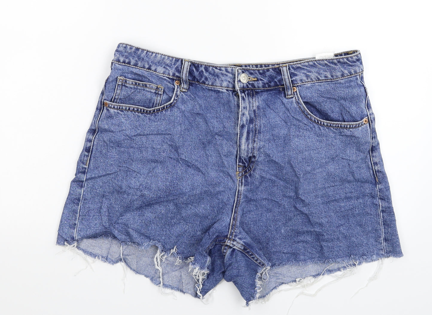 H&M Womens Blue  Denim Hot Pants Shorts Size 16