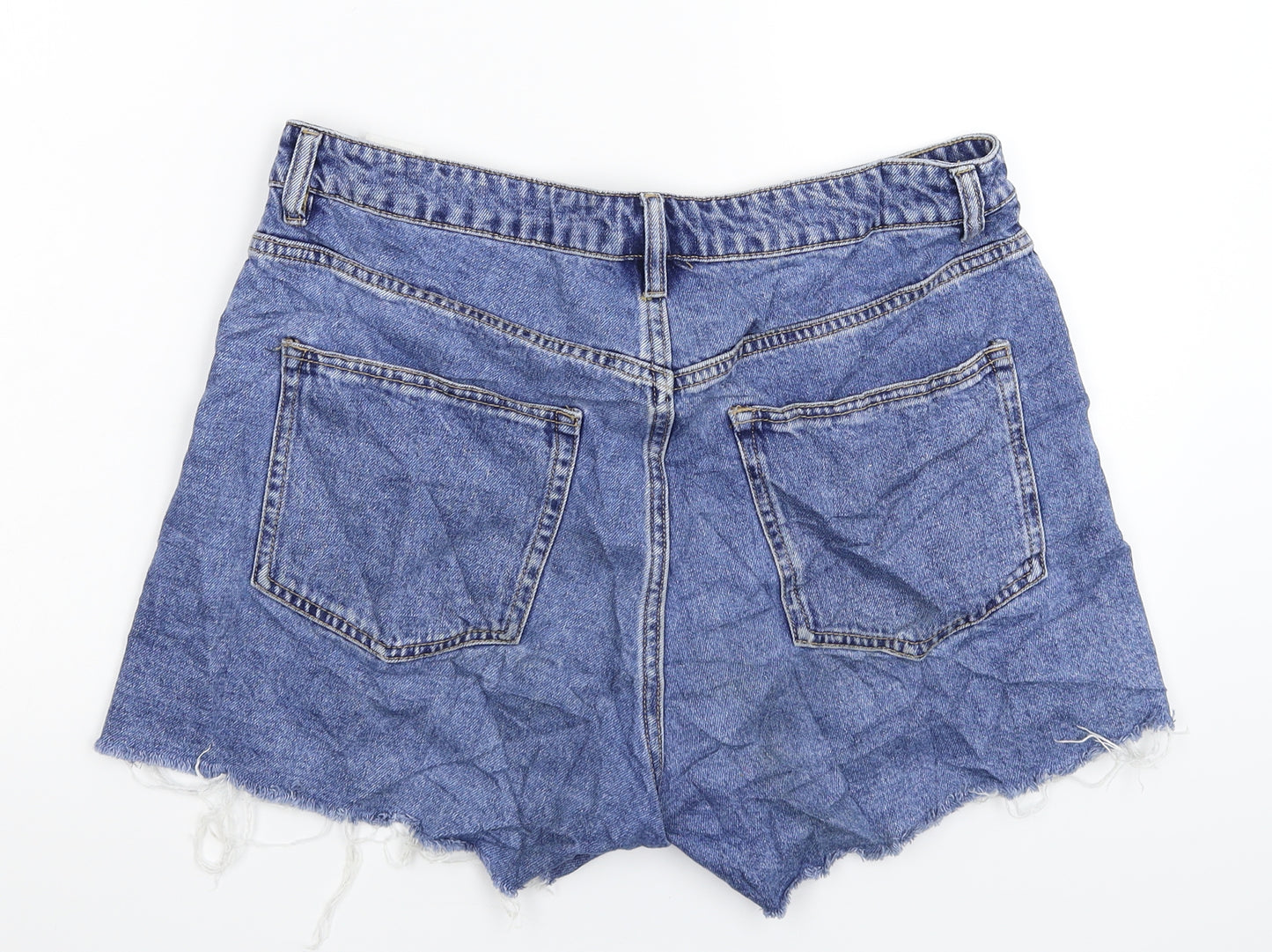 H&M Womens Blue  Denim Hot Pants Shorts Size 16