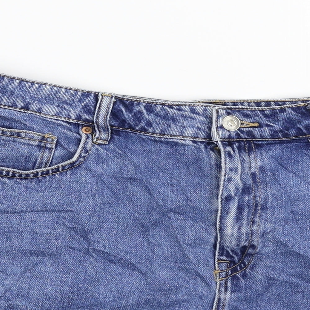 H&M Womens Blue  Denim Hot Pants Shorts Size 16