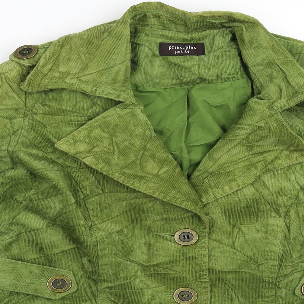 Principles Womens Green  Corduroy Jacket  Size 6