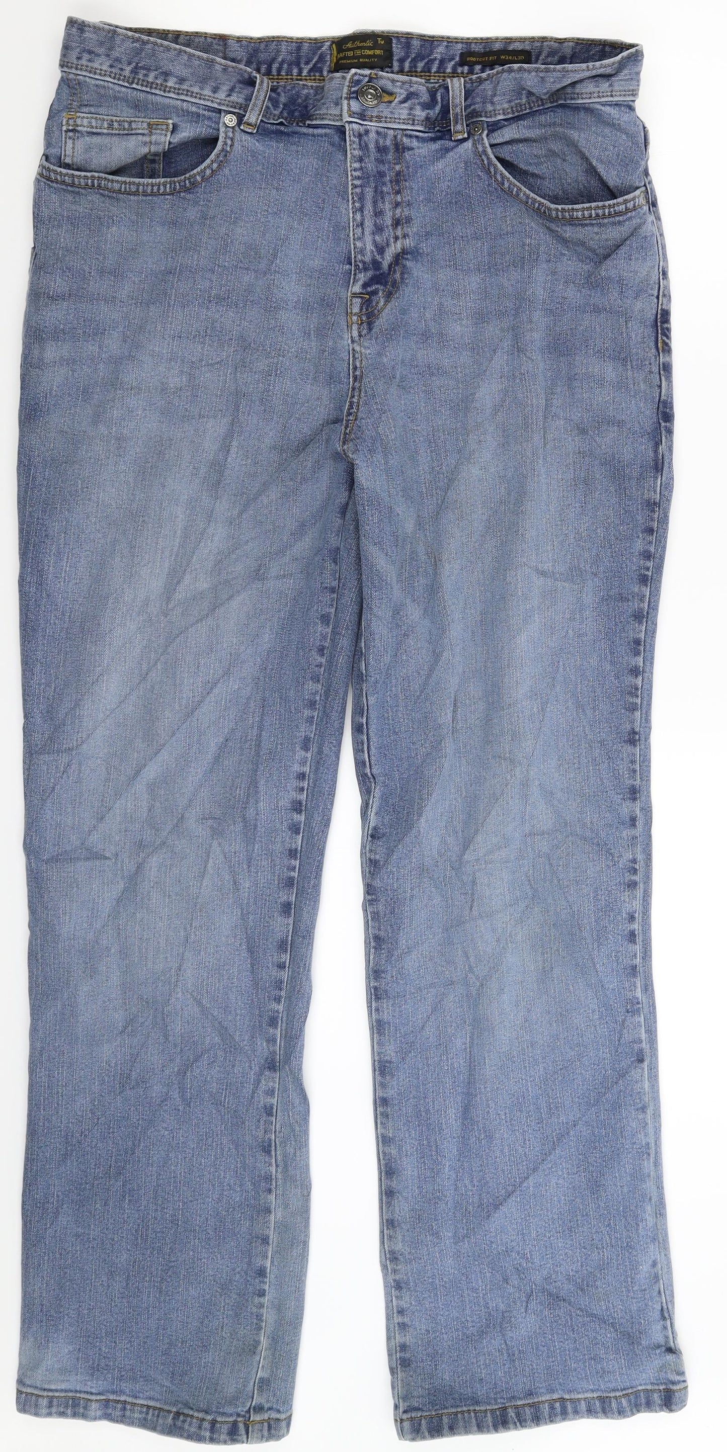TU Mens Blue  Denim Bootcut Jeans Size 34 L30 in