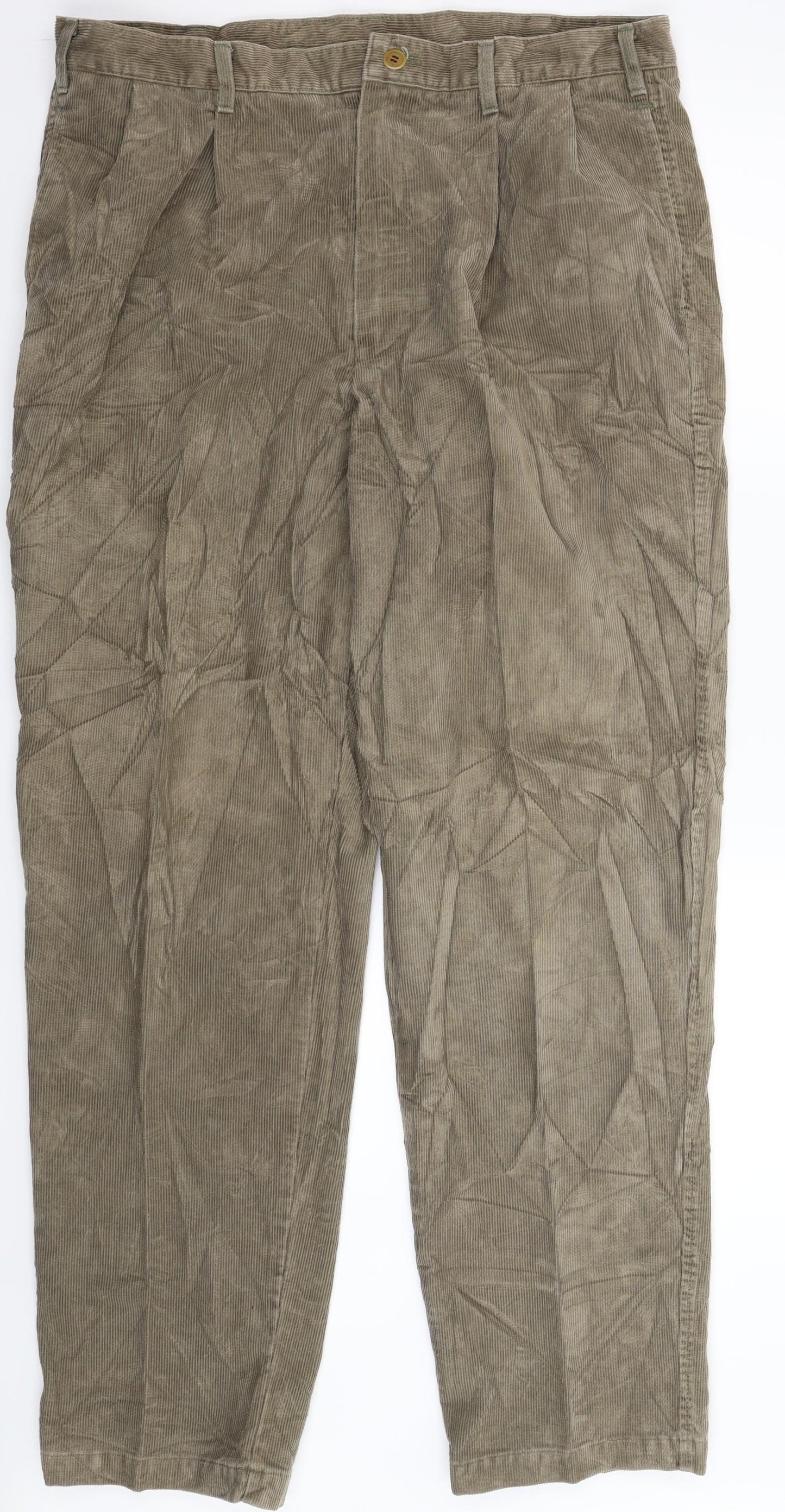 Marks and Spencer Mens Grey  Corduroy Trousers  Size 38 L33 in
