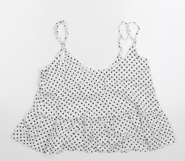 Topshop Womens White Polka Dot Basic Tank Size 6