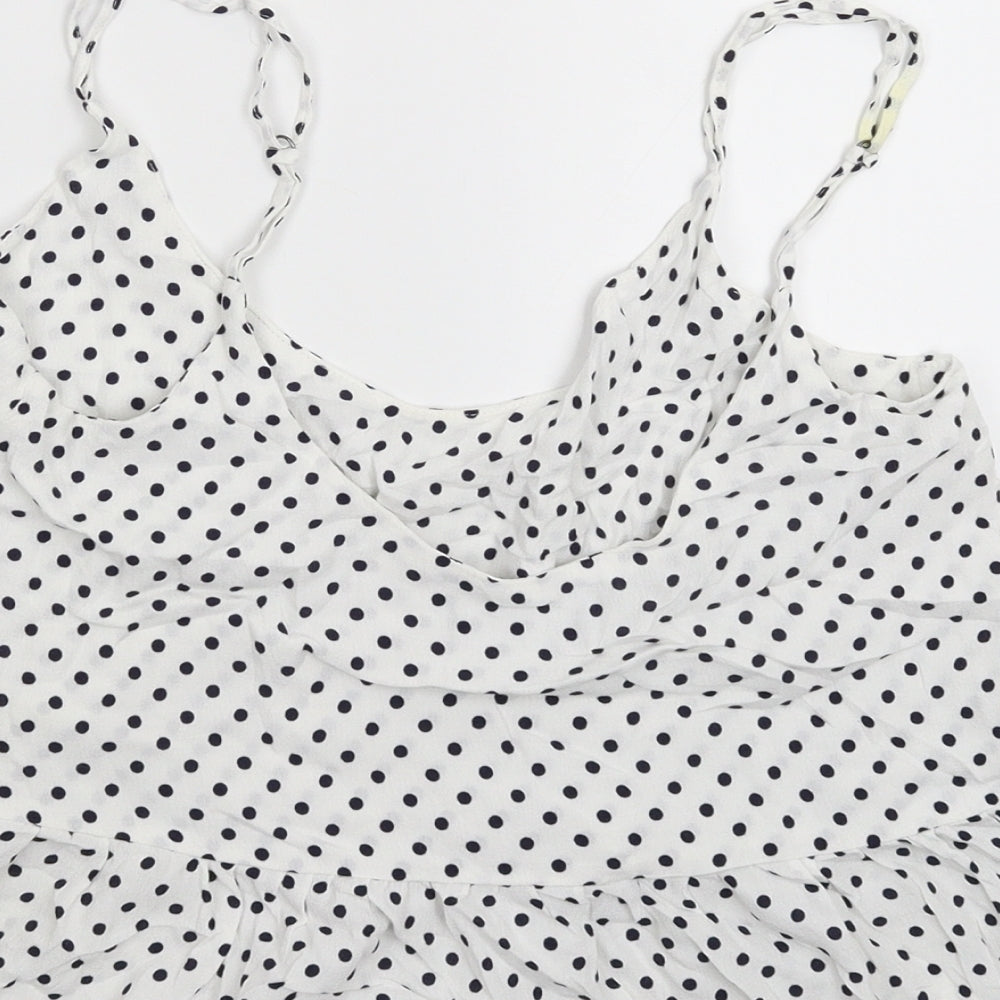 Topshop Womens White Polka Dot  Basic Tank Size 6