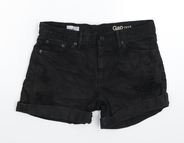 Gap Womens Black Denim Hot Pants Shorts Size 30 in