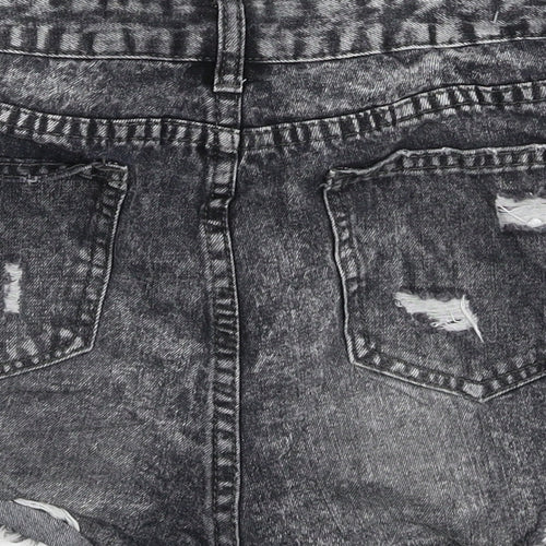 Preworn Womens Grey  Denim Hot Pants Shorts Size 14 - Distressed