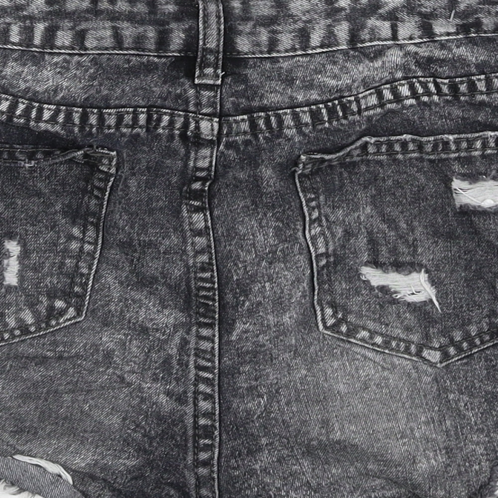 Preworn Womens Grey  Denim Hot Pants Shorts Size 14 - Distressed
