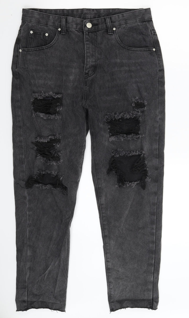 SheIn Womens Black Denim Straight Jeans Size M L27 in