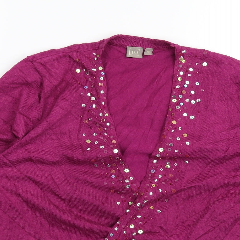 TU Womens Pink  Knit Cardigan Jumper Size 14