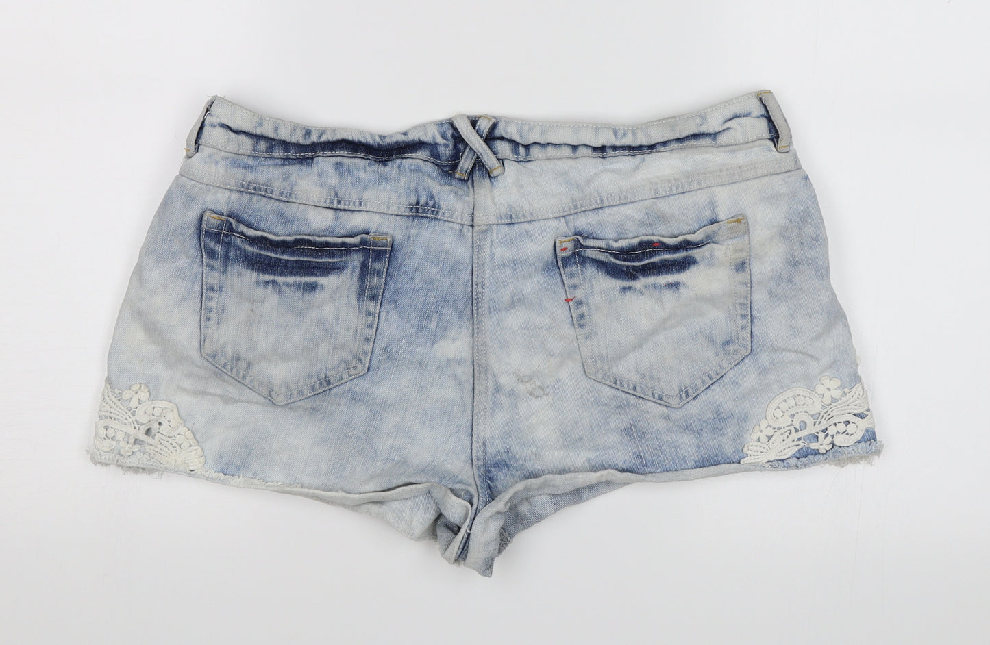 Papaya Womens Blue  Denim Hot Pants Shorts Size 14