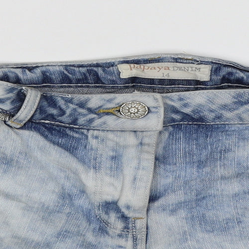 Papaya Womens Blue  Denim Hot Pants Shorts Size 14