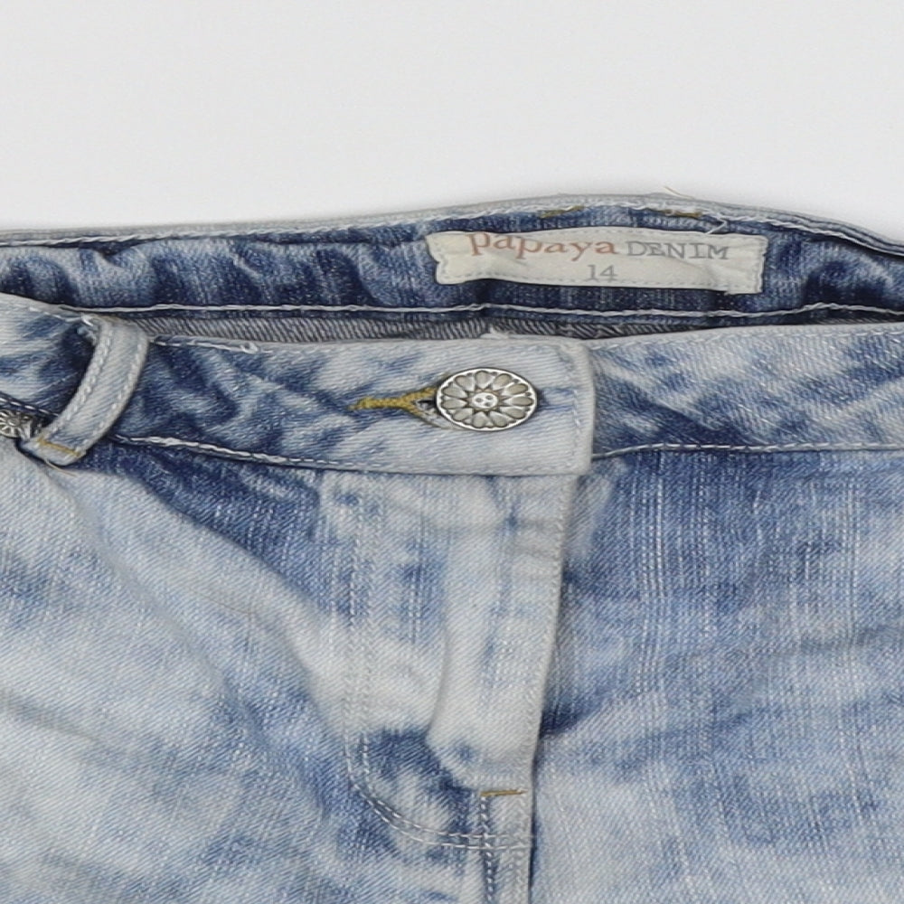 Papaya Womens Blue  Denim Hot Pants Shorts Size 14