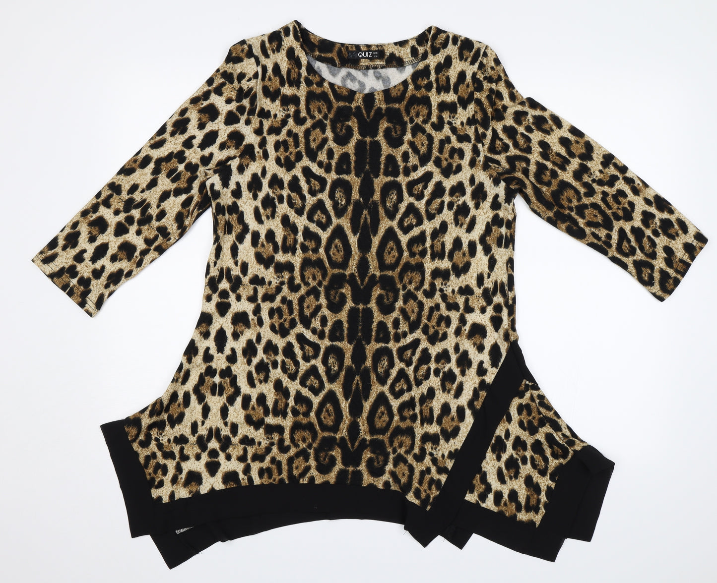 Quiz Womens Beige Animal Print  Jersey Blouse Size 10