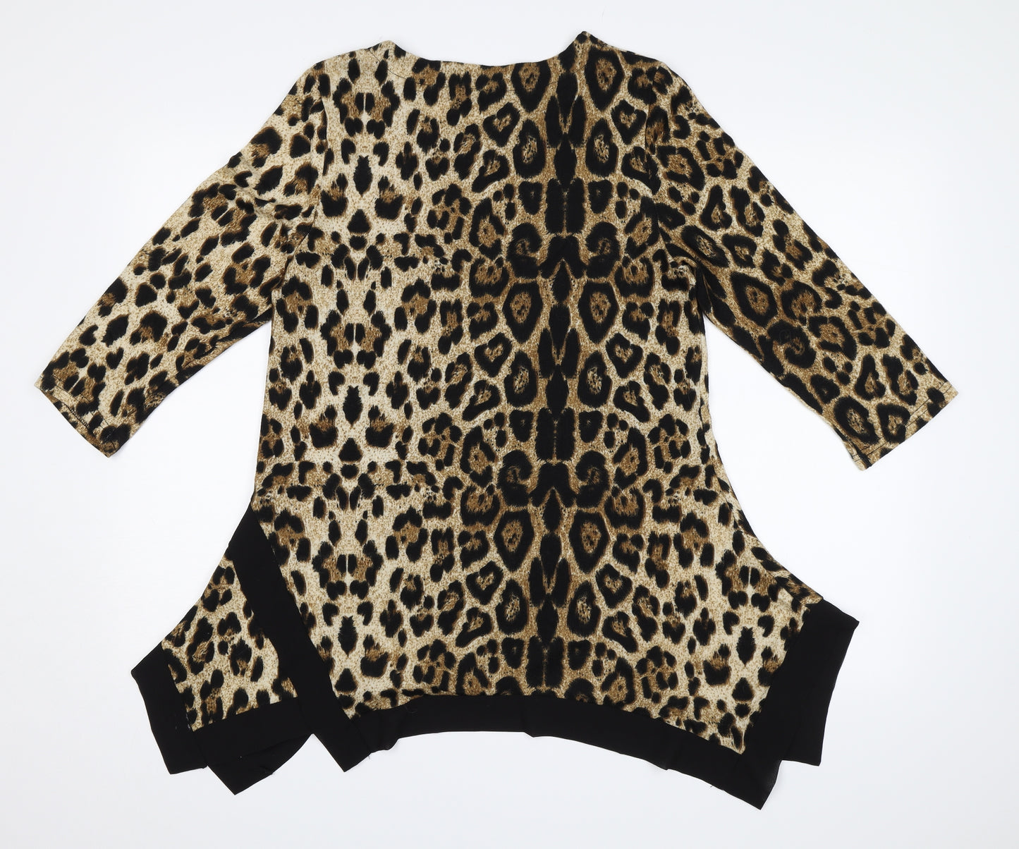 Quiz Womens Beige Animal Print  Jersey Blouse Size 10