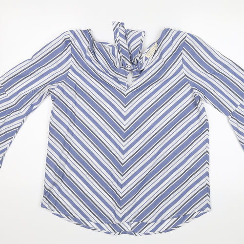 Just Living Womens Blue Striped  Basic Blouse Size S