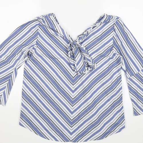 Just Living Womens Blue Striped  Basic Blouse Size S